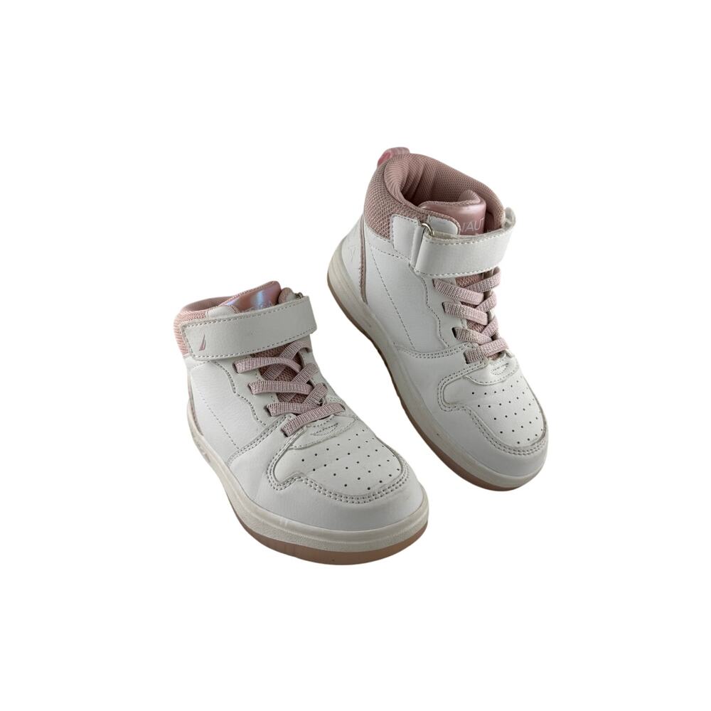 Nautica High Top Sneaker in White & Pink Size:9